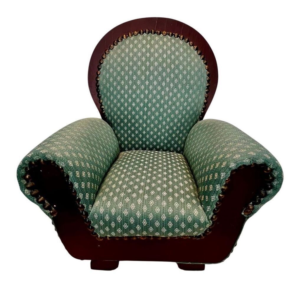 Vintage Dayton Hudson Green Upholstered Parlor Armchair American Girl Doll Chair